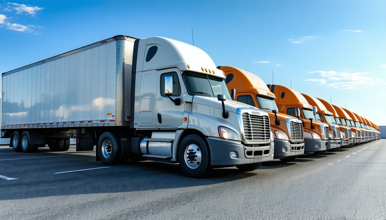 A transportation companys fleet of trucks, symbol